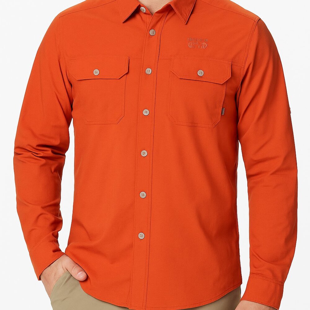 Mountain Hardwear Canyon Long Sleeve Shirt M | Burnt Orange Outdoor Hiking Trave